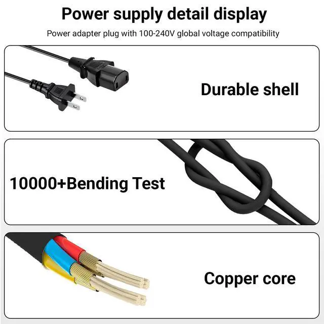 Alt view image 4 of 7 - 4.9Ft AC Power Cord Compatible with TCL Roku 55 65 75 Class 6 Series 4K Smart TV Series R635 55R635 65R625 65R635 75R635 75S431 75S435 75-R635 Mini-LED QLED Dolby Vision HDR