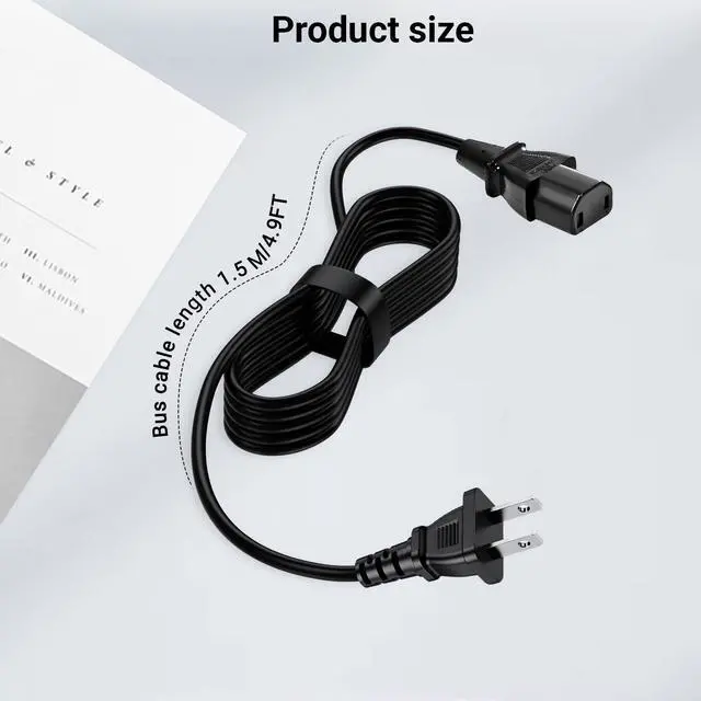 Alt view image 5 of 7 - 4.9Ft AC Power Cord Compatible with TCL Roku 55 65 75 Class 6 Series 4K Smart TV Series R635 55R635 65R625 65R635 75R635 75S431 75S435 75-R635 Mini-LED QLED Dolby Vision HDR
