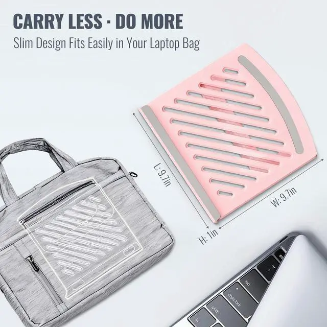 Alt view image 6 of 6 - Cute Pink Laptop Stand for Desk - Adjustable Foldable Laptop Riser, Fun White Elephant for Women Coworkers, Ventilated & Sturdy with Anti-Slip Pads for MacBook, Home, Office