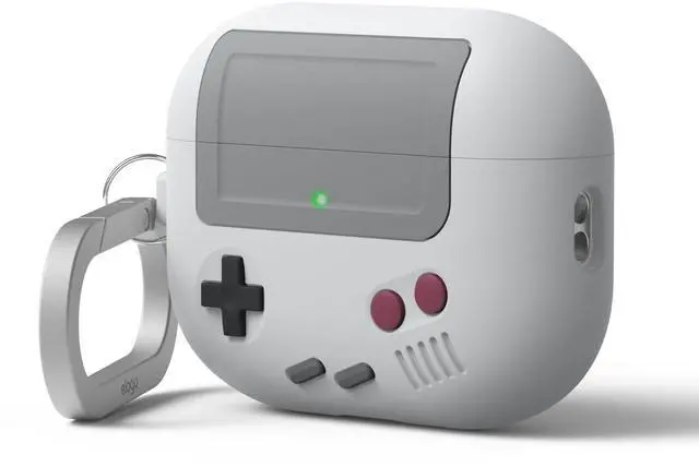 Main image of AW5 Case for AirPods Pro 3 | Classic Retro Handheld Game Console Design Case, Carabiner Included (Light Grey)
