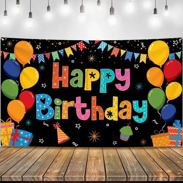 Main image of Happy Birthday Banner Backdrop 72x44 Inch, Birthday Decorations | Happy Birthday Banner Rainbow Party Decorations for Girls | Colorful Birthday Signs for Boys Girls Women Men Decorations