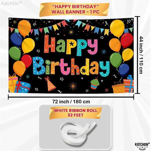 Alt view image 2 of 7 - Happy Birthday Banner Backdrop 72x44 Inch, Birthday Decorations | Happy Birthday Banner Rainbow Party Decorations for Girls | Colorful Birthday Signs for Boys Girls Women Men Decorations