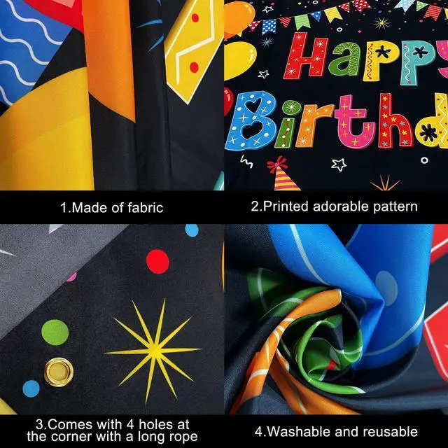 Alt view image 3 of 7 - Happy Birthday Banner Backdrop 72x44 Inch, Birthday Decorations | Happy Birthday Banner Rainbow Party Decorations for Girls | Colorful Birthday Signs for Boys Girls Women Men Decorations