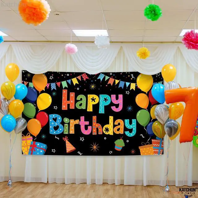 Alt view image 4 of 7 - Happy Birthday Banner Backdrop 72x44 Inch, Birthday Decorations | Happy Birthday Banner Rainbow Party Decorations for Girls | Colorful Birthday Signs for Boys Girls Women Men Decorations