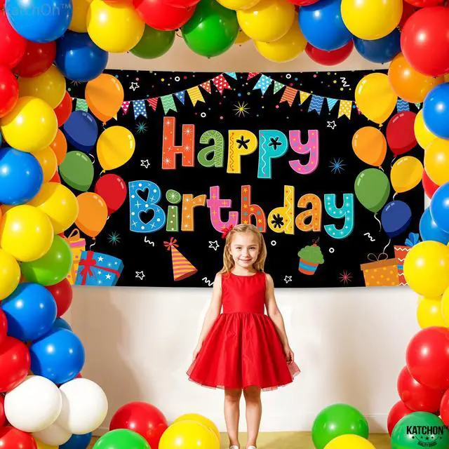 Alt view image 5 of 7 - Happy Birthday Banner Backdrop 72x44 Inch, Birthday Decorations | Happy Birthday Banner Rainbow Party Decorations for Girls | Colorful Birthday Signs for Boys Girls Women Men Decorations