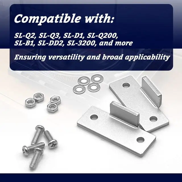 Alt view image 3 of 7 - Turntable Dust Cover Hinges - Repair Tabs and Hinge Brackets for Technics SL-D2 3200 B2 Q2 D3 - Includes 2-Brackets, 4-Screws, 4-Washers, and 4-Nuts - Easy Installation for Turntable Dust Cover Repair
