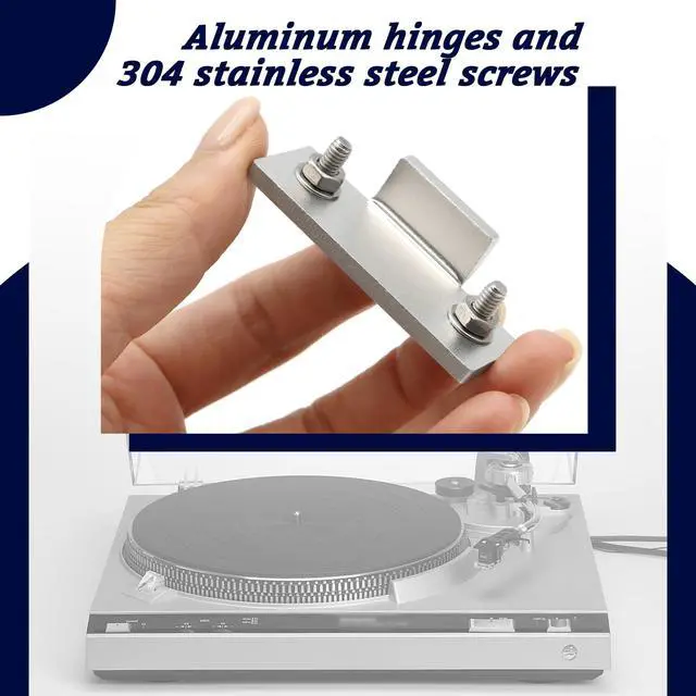 Alt view image 4 of 7 - Turntable Dust Cover Hinges - Repair Tabs and Hinge Brackets for Technics SL-D2 3200 B2 Q2 D3 - Includes 2-Brackets, 4-Screws, 4-Washers, and 4-Nuts - Easy Installation for Turntable Dust Cover Repair