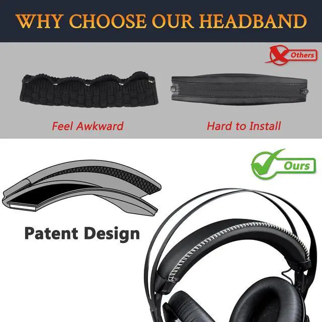 Alt view image 3 of 4 - Headband for HyperX Cloud Revolver/Revolver S, HX-HSCR-GM Cloud Revolver Gaming Headsets, Replacement Headstrap Pad Repair Part - Black(White Line)