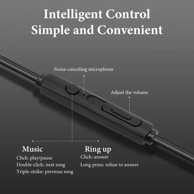 Alt view image 2 of 6 - Wired Clip-On Ear Headphones, Portable Hook-On Ear Headphones with Microphone and Call Controller Compatible with Android, Avoid Headphone Hair (Black)