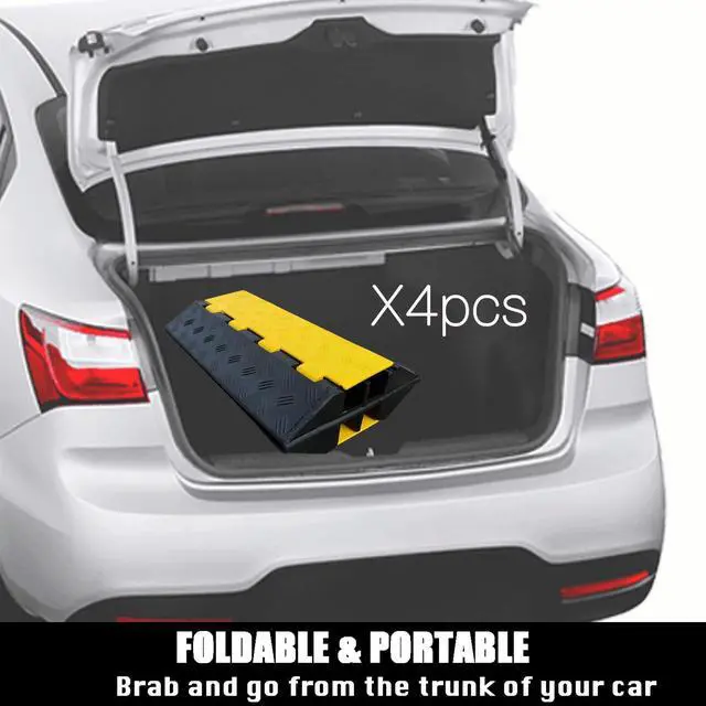 Alt view image 6 of 7 - Foldable 2 Channel Rubber Cable Protector, 22000Lbs Load Capacity Wire Hose Pipe Hider Protective Ramp, Driveway Traffic Speed Bump for Asphalt Concrete Gravel Driveway Indoor Outdoor (1PACK)