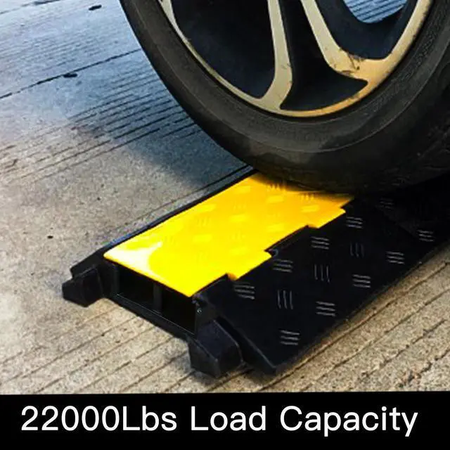 Alt view image 7 of 7 - Foldable 2 Channel Rubber Cable Protector, 22000Lbs Load Capacity Wire Hose Pipe Hider Protective Ramp, Driveway Traffic Speed Bump for Asphalt Concrete Gravel Driveway Indoor Outdoor (1PACK)