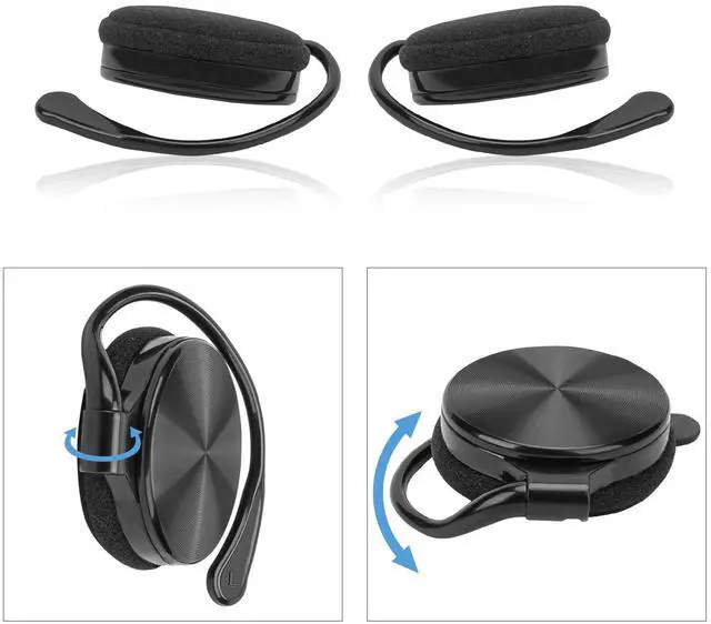 Alt view image 3 of 6 - Wired Clip-On Ear Headphones, Portable Hook-On Ear Headphones with Microphone and Call Controller Compatible with Android, Avoid Headphone Hair (Black)