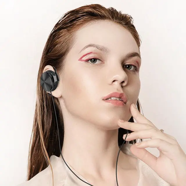 Alt view image 6 of 6 - Wired Clip-On Ear Headphones, Portable Hook-On Ear Headphones with Microphone and Call Controller Compatible with Android, Avoid Headphone Hair (Black)