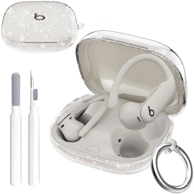 Main image of for Beats Powerbeats Pro 2 Case Clear Glitter,Cute Sparkle Bling for Beats Powerbeats Pro 2 Earbuds Case Cover 2025,Shockproof Soft TPU Skin with Carabiner&Cleaning Women Girls Pen-Glitter