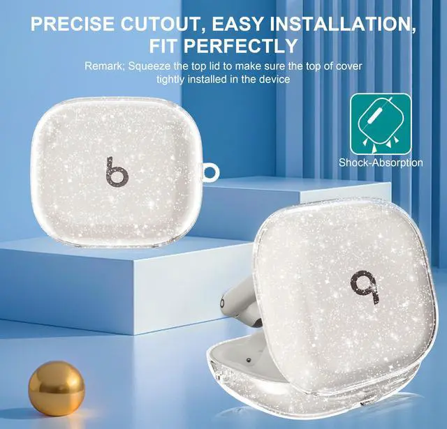 Alt view image 3 of 7 - for Beats Powerbeats Pro 2 Case Clear Glitter,Cute Sparkle Bling for Beats Powerbeats Pro 2 Earbuds Case Cover 2025,Shockproof Soft TPU Skin with Carabiner&Cleaning Women Girls Pen-Glitter