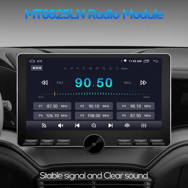 Alt view image 3 of 7 - 10inch 4Core 2+32GB IPS Full Touch Screen Android Car Radio Audio Video Stereo Player for Double Din Raido Model with CarPlay Android Auto WiFi BT MirrorLink Split Screen PIP GPS Navigation