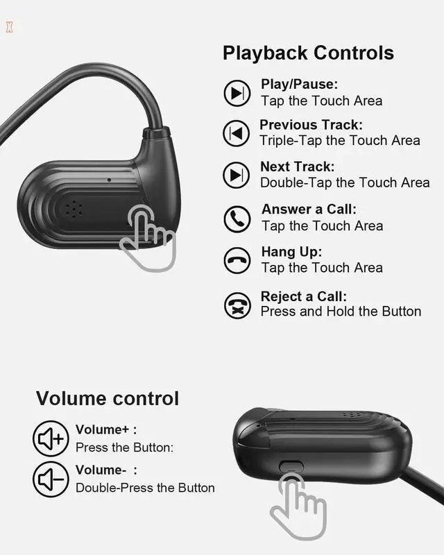 Alt view image 7 of 7 - Open Ear Headphones,Bluetooth Headphone for Running Cycling Workouts | Bluetooth 5.3 Wireless Air Conduction Headphones Sport Earbuds, Premium Sound, IPX5 Waterproof, 9g Lightweight Earphones