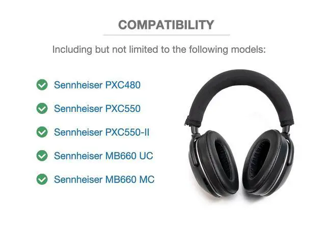 Alt view image 4 of 7 - Lambskin Ear Pads Cushion Headband Protective Cover Refresh Kit Compatible with Sennheiser PXC480 PXC550,PXC 550-II,MB660 UC,MB 660 MC Headphone Replacement Earpads