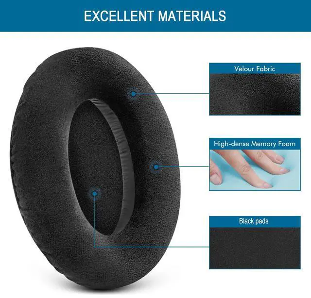 Alt view image 3 of 7 - Earpads for Sennheiser HD650/HD600/HD660S/HD545/HD525/HD535 Headphones, Velour Ear Pads Cushions Replacement for Massdrop X HD6XX/HD58X and HD580/HD565 Jubilee Headset (Velour Black)