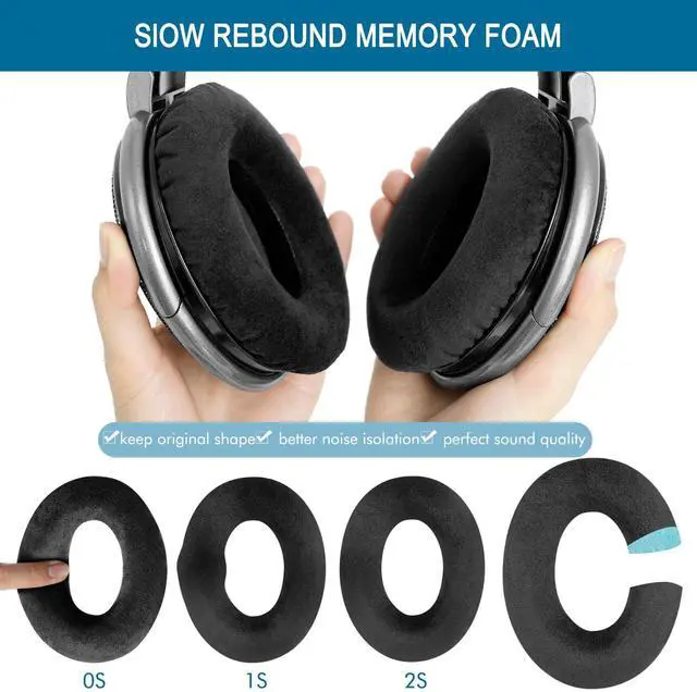 Alt view image 4 of 7 - Earpads for Sennheiser HD650/HD600/HD660S/HD545/HD525/HD535 Headphones, Velour Ear Pads Cushions Replacement for Massdrop X HD6XX/HD58X and HD580/HD565 Jubilee Headset (Velour Black)