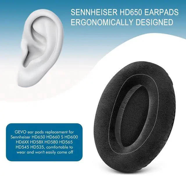 Alt view image 7 of 7 - Earpads for Sennheiser HD650/HD600/HD660S/HD545/HD525/HD535 Headphones, Velour Ear Pads Cushions Replacement for Massdrop X HD6XX/HD58X and HD580/HD565 Jubilee Headset (Velour Black)