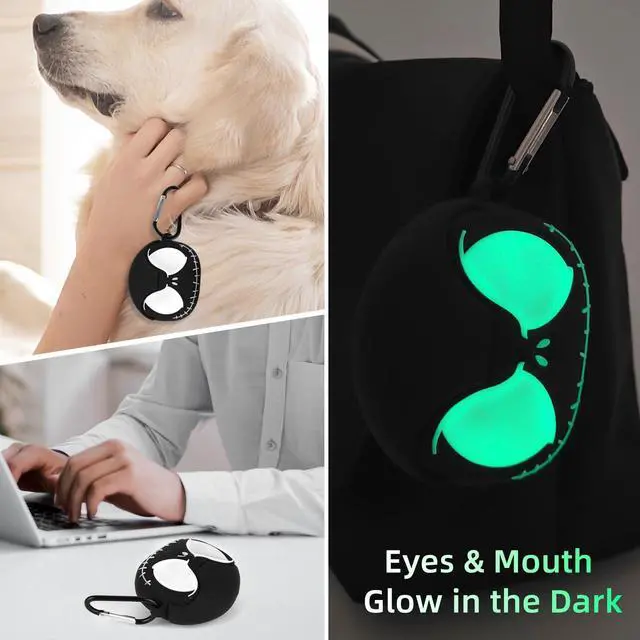 Alt view image 5 of 7 - for AirPods Pro Case/Pro 2nd Generation Case Cover with Cleaner kit, Black | Soft Silicone, Eyes Glowing in the Dark, 3D Funny Skull Cute Case for AirPod Pro/Pro 2 Case for Women Men
