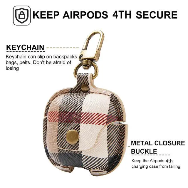 Alt view image 3 of 7 - for AirPods 4 Case with Keychain, Full Protective AirPods 4 Case 2024 for Women Men Compatible with AirPods 4th Charging Case-Brown