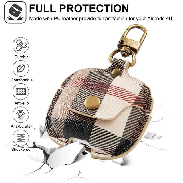 Alt view image 4 of 7 - for AirPods 4 Case with Keychain, Full Protective AirPods 4 Case 2024 for Women Men Compatible with AirPods 4th Charging Case-Brown