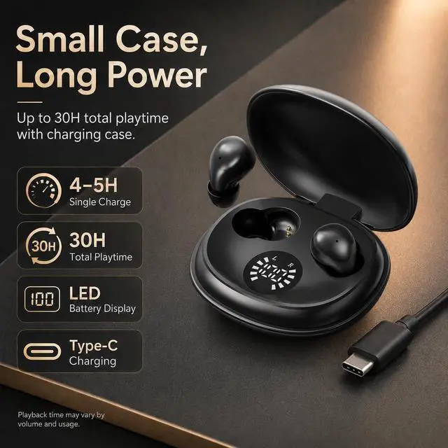 Alt view image 6 of 7 - Ultra-Smallest Invisible Earbuds, Discreet Mini Wireless Headphones, Hidden Bluetooth Buds for Small Ears & Sleeping, Compact Sleep Headphones for Side Sleepers, Long Standby