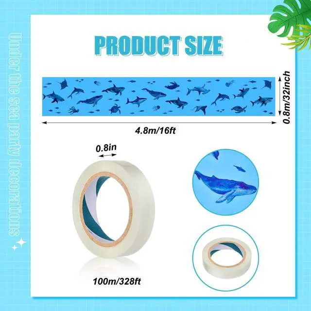 Alt view image 2 of 7 - 32 Inch x 16 ft Under The Ocean Classroom Decorations Shark Whale Ceiling Decor Sea Animal Hanging Banner Blue Fish Covers for Summer Vbs Pool Baby Shower Preschool Kindergarden Daycare