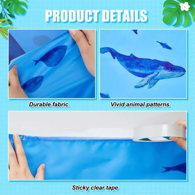 Alt view image 3 of 7 - 32 Inch x 16 ft Under The Ocean Classroom Decorations Shark Whale Ceiling Decor Sea Animal Hanging Banner Blue Fish Covers for Summer Vbs Pool Baby Shower Preschool Kindergarden Daycare