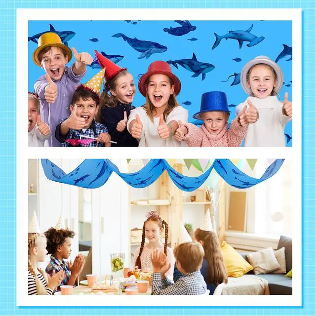 Alt view image 5 of 7 - 32 Inch x 16 ft Under The Ocean Classroom Decorations Shark Whale Ceiling Decor Sea Animal Hanging Banner Blue Fish Covers for Summer Vbs Pool Baby Shower Preschool Kindergarden Daycare