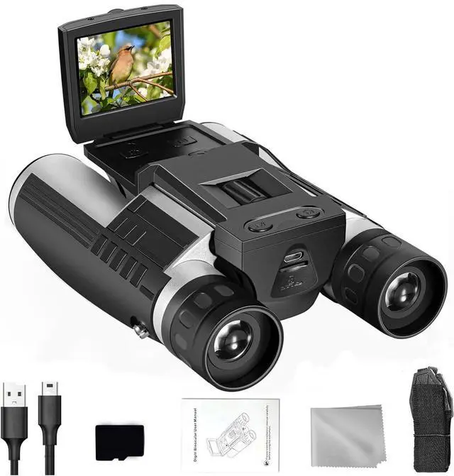 Main image of Digital Binoculars with Camera, 2.4 Inch LCD Screen 8X Digital Zoom | 48MP photos, 2.5K video recording, includes 32GB SD card, perfect for bird watching, concerts and outdoor activities