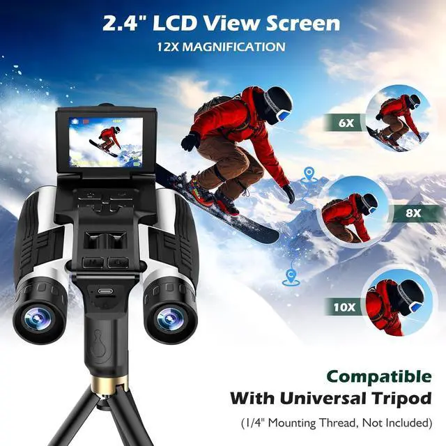 Alt view image 3 of 7 - Digital Binoculars with Camera, 2.4 Inch LCD Screen 8X Digital Zoom | 48MP photos, 2.5K video recording, includes 32GB SD card, perfect for bird watching, concerts and outdoor activities