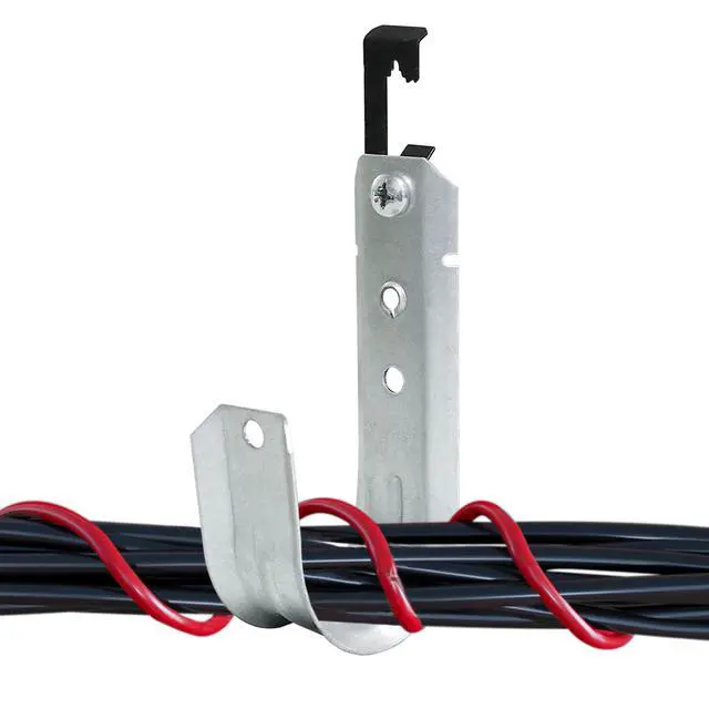Alt view image 6 of 6 - 20 Packs 2" Heavy Duty Cable Support J Hooks with Bat Wing Clips for Hanging Cables Management to Ceiling Grid Wire & Threaded Rod
