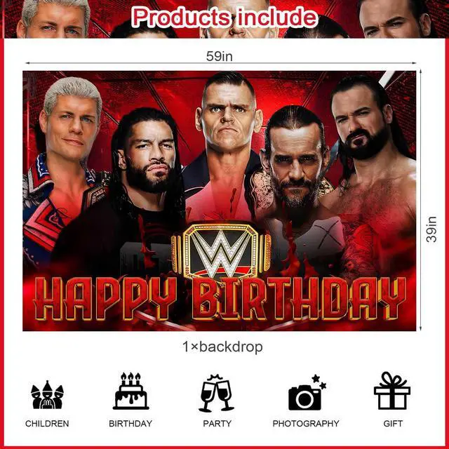 Alt view image 2 of 5 - Wrestling Birthday Backdrop,Wrestling Boxing Match Poster for Boxing Party Decorations Cartoon Birthday Supplies Background Studio Shoot Photo Props