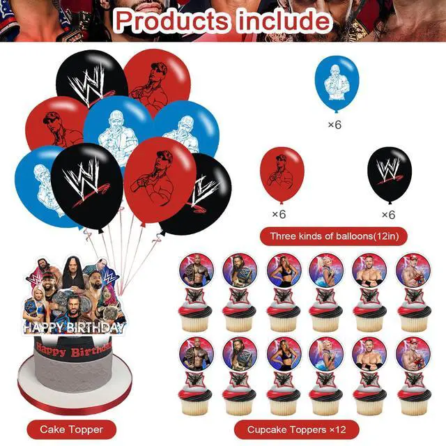 Alt view image 3 of 5 - Wrestling Birthday Backdrop,Wrestling Boxing Match Poster for Boxing Party Decorations Cartoon Birthday Supplies Background Studio Shoot Photo Props