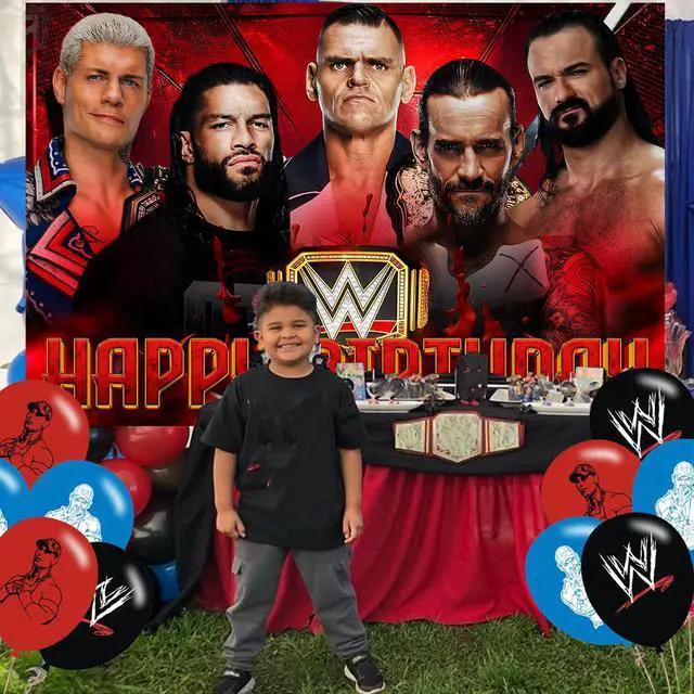 Alt view image 5 of 5 - Wrestling Birthday Backdrop,Wrestling Boxing Match Poster for Boxing Party Decorations Cartoon Birthday Supplies Background Studio Shoot Photo Props