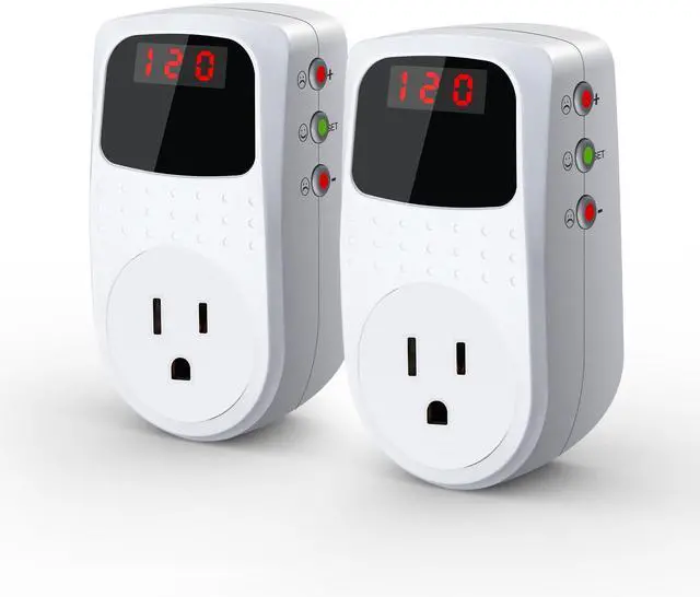 Main image of Surge Protector Outlet, Voltage Regulator, Surge Protector for Refrigerator/TV/PC/Home Appliance, Wall Tap Adapter, Space Saving Design, LED Display Screen, Adjustable,120V, 15A, 1800W, 2 Pack