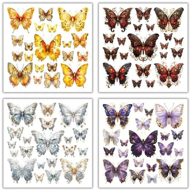 Alt view image 6 of 7 - 400 Pcs Butterflies Flora and Fauna Scrapbook Stickers Set for Scrapbooking and Journaling Notebooks, Junk Journal Supplies, Sketchbook, Bookmark Making, Planner Sticker