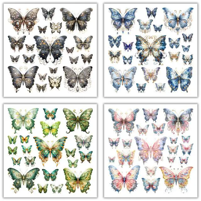 Alt view image 5 of 7 - 400 Pcs Butterflies Flora and Fauna Scrapbook Stickers Set for Scrapbooking and Journaling Notebooks, Junk Journal Supplies, Sketchbook, Bookmark Making, Planner Sticker