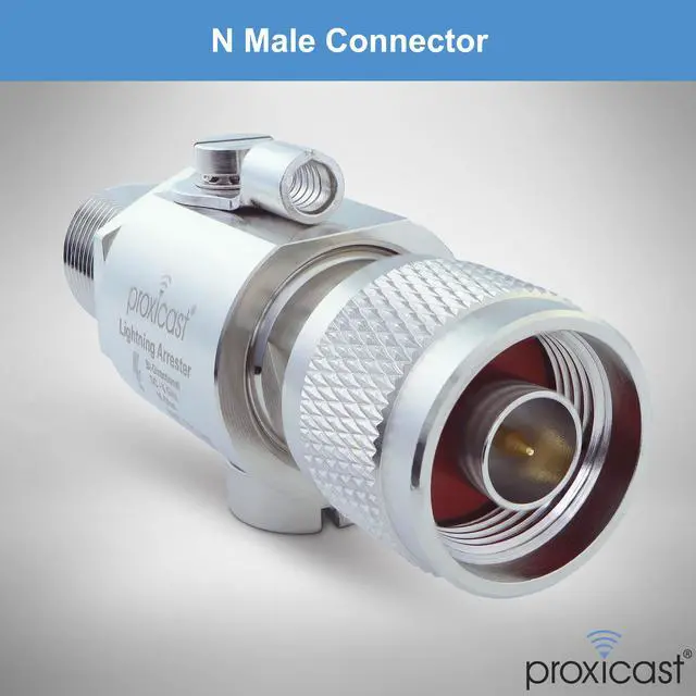 Alt view image 2 of 7 - Coaxial Lightning Arrester for 0 to 6 GHz (N-Male/N-Female) - Pro-Grade 230V Antenna Lightning Protector for 4G, LTE, 5G, Wi-Fi, 900MHz, Helium, LoRa and Other Outside Antennas (ANT-212-002)