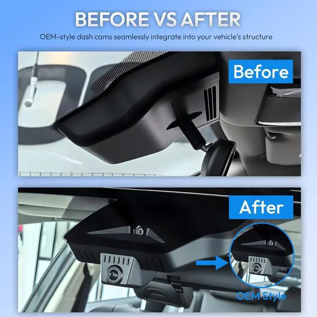 Alt view image 2 of 6 - OEM Style Front & Rear Dash Cam for Toyota Camry 2025 2026 | Front 4K, Rear 1080P, 128GB Card, Hidden Design, Plug&Play, Easy Install, Loop Recording, G-Sensor, Free App