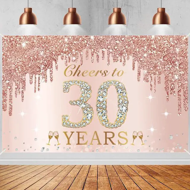 Main image of 30th Birthday Decorations Cheers to 30 Years Banner for Her Women | Pink Rose Gold Happy 30th Birthday Thirty Years Old Backdrop Poster Background Photo Booth Props Decor Party Supplies