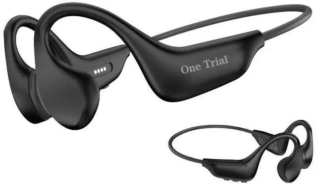 Main image of Bone Conduction Headphones, Bluetooth Wireless Sports Headband, 16GB MP3, Open Ear Design, IPX8 Waterproof (Black & Gray)