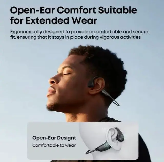 Alt view image 4 of 6 - Bone Conduction Headphones, Bluetooth Wireless Sports Headband, 16GB MP3, Open Ear Design, IPX8 Waterproof (Black & Gray)