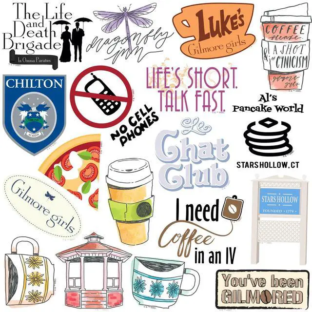 Alt view image 3 of 6 - Gilmore Girls 50ct Vinyl L Deluxe Stickers Variety, Tablet, Indoor/Outdoor