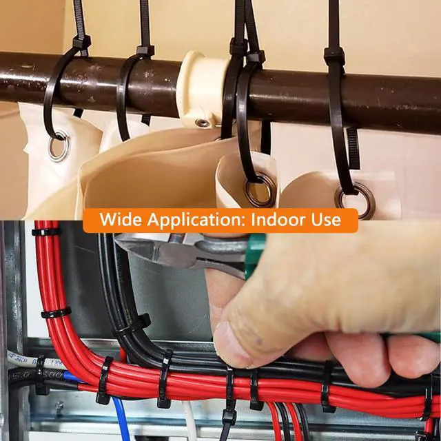 Alt view image 4 of 6 - 1000Pcs Black Zip Ties 6 Inch Bulk Small Cable Ties 6 In Heavy Duty Outdoor 40lbs, Mini Nylon Wire Ties 1000 Pack, Plastic Zip Tie Wraps, Zipties
