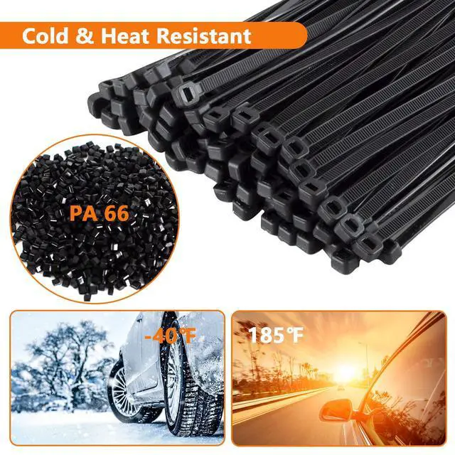 Alt view image 6 of 6 - 1000Pcs Black Zip Ties 6 Inch Bulk Small Cable Ties 6 In Heavy Duty Outdoor 40lbs, Mini Nylon Wire Ties 1000 Pack, Plastic Zip Tie Wraps, Zipties