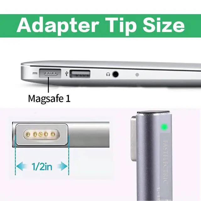 Alt view image 2 of 7 - Magnetic L-Tip USB C Adapter Compatible with Magnetic 1 MacBook Pro Air, Type-C PD Power Fast Charging Adapter Replacement for MacBook Power Supply,MacBook Pro Works with 100W